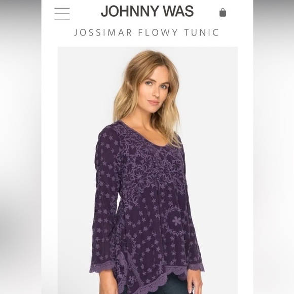 JOHNNY WAS PURPLE JOSSIMAR FLOWY TUNIC XS 💜💜💜 - Picture 2 of 12
